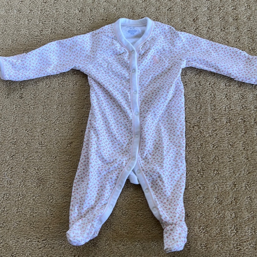 Baby girl floral onesie with footies